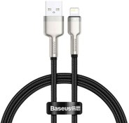 تصویر کابل داده و شارژ سریع یو‌اس‌بی به لایتنینگ 25 سانتی‌متری بیسوس Baseus Cafule Series Metal Data Cable USB to IP 2.4A CALJK-01 