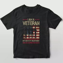 تصویر تیشرت طرح سرباز کهنه‌کار با پرچم آمریکا (I Am A Veteran) کد 1323 