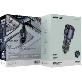 تصویر شارژر فندکی 75 وات Green Lion مدل Dual Port Car Charger PD+QC 75W Green Lion Dual Port Car Charger PD + QC 75W - Gray