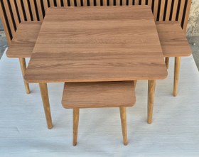 تصویر میز جلو مبلی و عسلی ۴ تیکه با پایه چوبی 