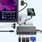 تصویر پایه داک سرفیس پرو برای سرفیس پرو 4/پرو 5/پرو 6 هاب USB با اترنت گیگابیتی، صفحه نمایش 4K HDMI VGA DP، 3xUSB 3.0، خروجی صدا، USB C، اسلات کارت SD/TF فقط برای سرفیس پرو 4/5 /6 - ارسال 20 روز کاری Surface Pro Dock for Surface Pro 4/Pro 5/Pro 6 USB Hub Docking Station with Gigabit Ethernet, 4K HDMI VGA DP Display, 3xUSB 3.0, Audio Out, USB C, SD/TF Card Slot Combo Dock Only for Surface Pro 4/5/6