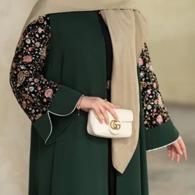 تصویر مانتو عبایی آستین سوزندوزی 