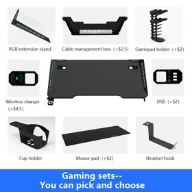 تصویر میز گیمینگ Gaming Desk AOR Esports Y Black 