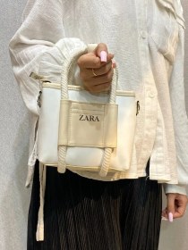 تصویر کیف دستی zara بند کنفی 