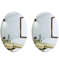 تصویر آینه نشکن بیضی پک ۲ عددی سایز ۲۵×۳۵ سانتیمتر 