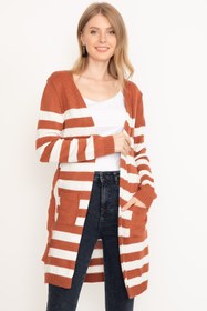 تصویر خرید اینترنتی ژاکت بافتی زنانه برند depo tekstil رنگ نارنجی کد ty81163594 