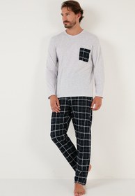 تصویر ست پیژامه فاق نرمال آستین بلند شطرنجی مردانه | بوراتی Buratti 6572001 