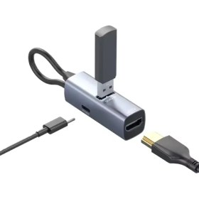 تصویر هاب پاورولوژی مدل Powerology Aluminum Mini USB-C Hub 100W PD هاب آلومینیومی پاورولوژی USB-C با توان شارژ 100 وات؛ اتصال سریع، طراحی جمع‌وجور و عملکرد حرفه‌ای