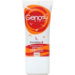 تصویر کرم ضد آفتاب ژنوبایوتیک 4 پوست چرب بژ تیره SPF50 Sun Gen 4 Sunscreen Cream SPF50 For Oily Skin GenoBiotic