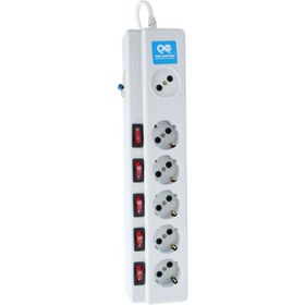 تصویر چند خانه فیوز دار 1+5 با کابل PART ELECTRIC Power Strip