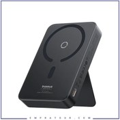 تصویر پاور بانک بی سیم مگنتی باسئوس مدل Magnetic Wireless 20w با ظرفیت 5000 میلی‌آمپر ساعت Baseus MagPro Magnetic Bracket Wireless Fast Charging Power Bank With Stand 5000mAh 20W PPCXZ05