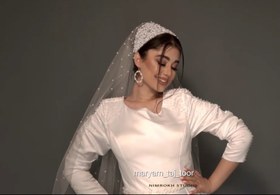 تصویر تور سر عروس، تور سر عربی، تور سر کارشده،اکسسوری عروس 