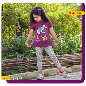 تصویر تیشرت شلوار دخترانه طرح بادکنک کد 934 Girls' t-shirt with balloon design 934