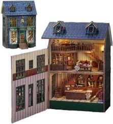تصویر ست مبلمان چوبی مینیاتوری Dollhouse DIY، خانه عروسکی مینی با LED، اسباب بازی خلاقانه چوبی در مقیاس 1:36 برای بزرگسالان، دوستان، عاشقان، هدیه تولد 