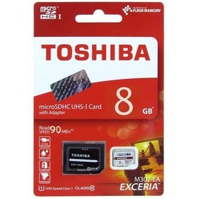 تصویر کارت حافظه TOSHIBA مدل M302-EA کلاس UHS 10 سرعت ۹۰MB/S ظرفیت ۸GB به همراه کارت خوان 