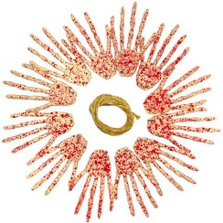 تصویر ریسه تزیینی دست اسکلت خونی کوچک (بسته 12 عددی) 