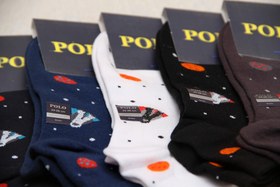 تصویر جوراب مردانه مچی برند POLO طرح کهکشان - مشکی 