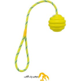 تصویر توپ بازی سگ برند تریکسی مدل موج دار طنابی ا trixie dog toy ball with wavy rope trixie dog toy ball with wavy rope