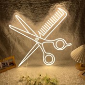 تصویر تابلو نئون آرایشگاه قیچی 