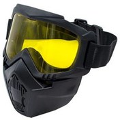 تصویر ماسک و عینک ایمنی بهمراه محافظ صورت راکیبا RAKIBA طلق زرد 