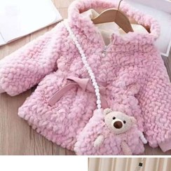 تصویر کاپشن بچگانه کاپشن واردتی دخترانه کیف دار تدی جنس داخل لاینر دار ضخیم کیفیت درجه یک 