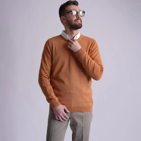 تصویر پلیور بافت بادامی مردانه کانی راش 