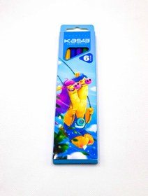 تصویر مداد رنگی کسری 6 رنگ جعبه مقوایی 