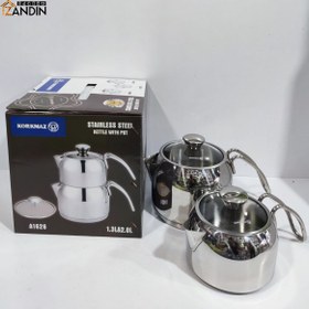 تصویر کتری و قوری استیل کرکماز روگازی مدل kettle & pot set korkmaz A1626 