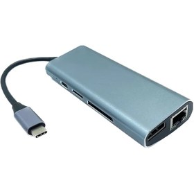 تصویر هاب 8 پورت تایپ سی کی نت مدل S8 K-net K-MFCMS808 Hub & Stand Dock Station