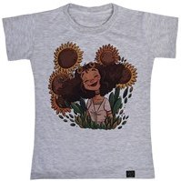 تصویر تی شرت دخترانه 27 طرح دختر و گل آفتابگردان کد B25 