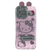 تصویر قاب گوشی آیفون سری 16 طرح دخترانه (Hello kitty - mickey mouse) برند KOSHARE 