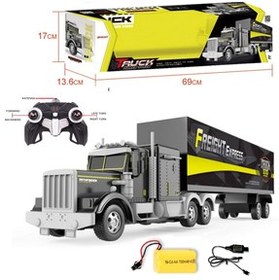 تصویر کامیون RC کنترل از راه دور شارژی تمام کارکرد چراغ دار بزرگ اسباب بازی آمریکایی با تریلر 58 سانتی متر ترکیه TUENGİ STORE 