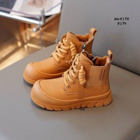 تصویر بوت بچگانه چرم مشکی و قهوه ای - قهوه ای / 31 