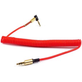 تصویر کابل AUX فنری سر کج 