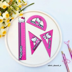 تصویر ست خط کش چوبی طرح کیتی 