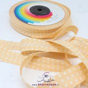 تصویر نوار اریب پارچه ای (کتان) 2 سانت خال دار لیمویی (توپ 23 متری) 