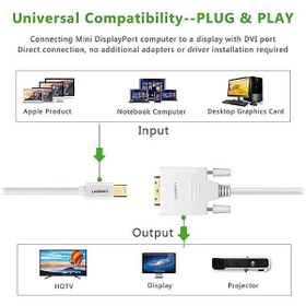 تصویر کابل تبدیل 1.5 متری mini dp male به DVI cable یوگرین مدل 10443 Ugreen mini dp male to DVI 1.5m cable