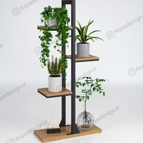 تصویر استند گل چوب فلز مدل روناک Flower stand,wood & metal Ronak model