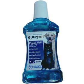 تصویر دهانشویه سگ و گربه یوروپت مدل plaque away حجم ۲۵۰ میلی لیتر 