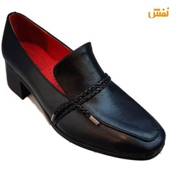 تصویر کفش چرم زنانه اداری و رسمی پاشنه 3 سانت بدون بند کد 21782 
