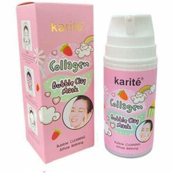 تصویر ماسک صورت حبابی کلاژن صورتی 105میل کاریته Karite Bubble Clay Collagen Mask Pink 105ml