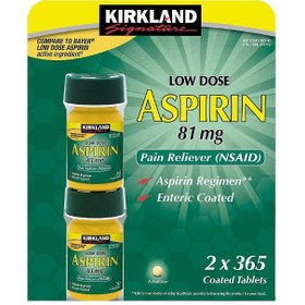 تصویر آسپرین ۸۱ میلی گرم برند kirkland Kırkland Signature Low Dose Aspirin 81 Mg 365 Tablets