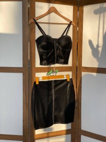 تصویر کراپ دامن چرم 