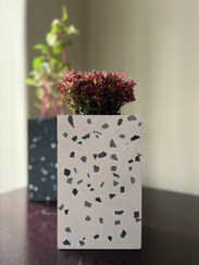 تصویر گلدان موزاییکی متوسط مستطیل عمودی سفید 