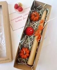 تصویر باکس شمع قلمی یلدایی طرح برجسته به همراه کدو و انار 