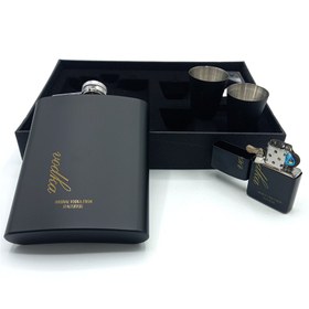 تصویر ست قمقمه جیبی دو شات 240cc و فندک ودکا کد L540406 