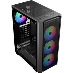 تصویر کیس گیمینگ هانت کی مدل Huntkey L200-19 Mesh به همراه سه فن ARGB و کنترلر 10 پورت