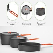 تصویر ست ظروف کوهنوردی فایرمپل مدل Feast 3 - طوسی با دسته نارنجی Fire Maple Feast 3