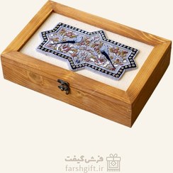 تصویر جعبه فرش چوبی گل و مرغ (20*30) 