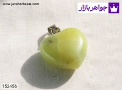 تصویر پلاک سنگ سرپانتین { شاه مقصود}طرح قلب همراه بند چرمی کد 152456 